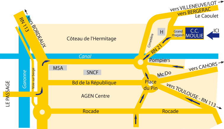 Plan d'accès au centre canin Moulié